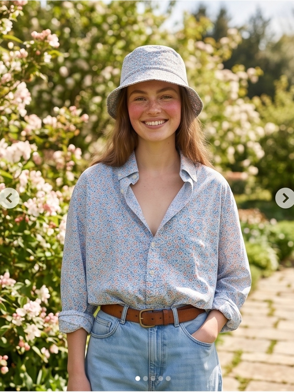 GAP Blue Floral Relaxed Button-Up Shirt